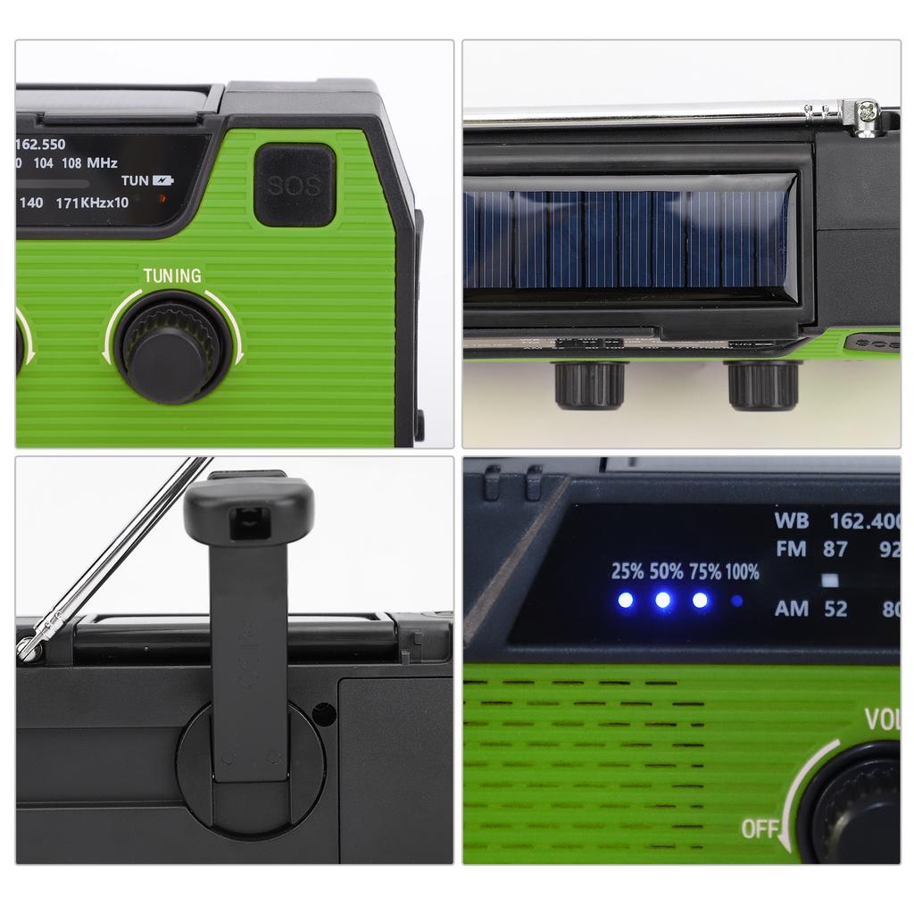 Hand Crank Emergency Radio Solar Crank Portable Outdoor Radio with USB Charging and SOS Alarm