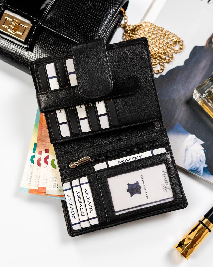 Women's Leather Wallet R-D1503-NCD-BL-8398 Black