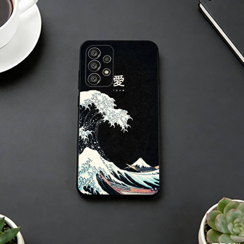 The Great Wave Off K-Kanagawa Phone Case Black Silicone Soft For Samsung S25,S24,S21,S22,S23,S30,Ultra,S20,Plus,Fe,Lite