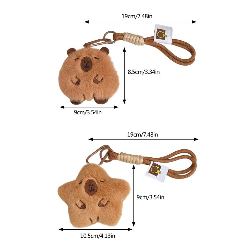 Plush Pufferfish Keychain Pendant with Lanyard Cartoon Animal Bag Charm Keyring Decoration Accessories for Women Girl