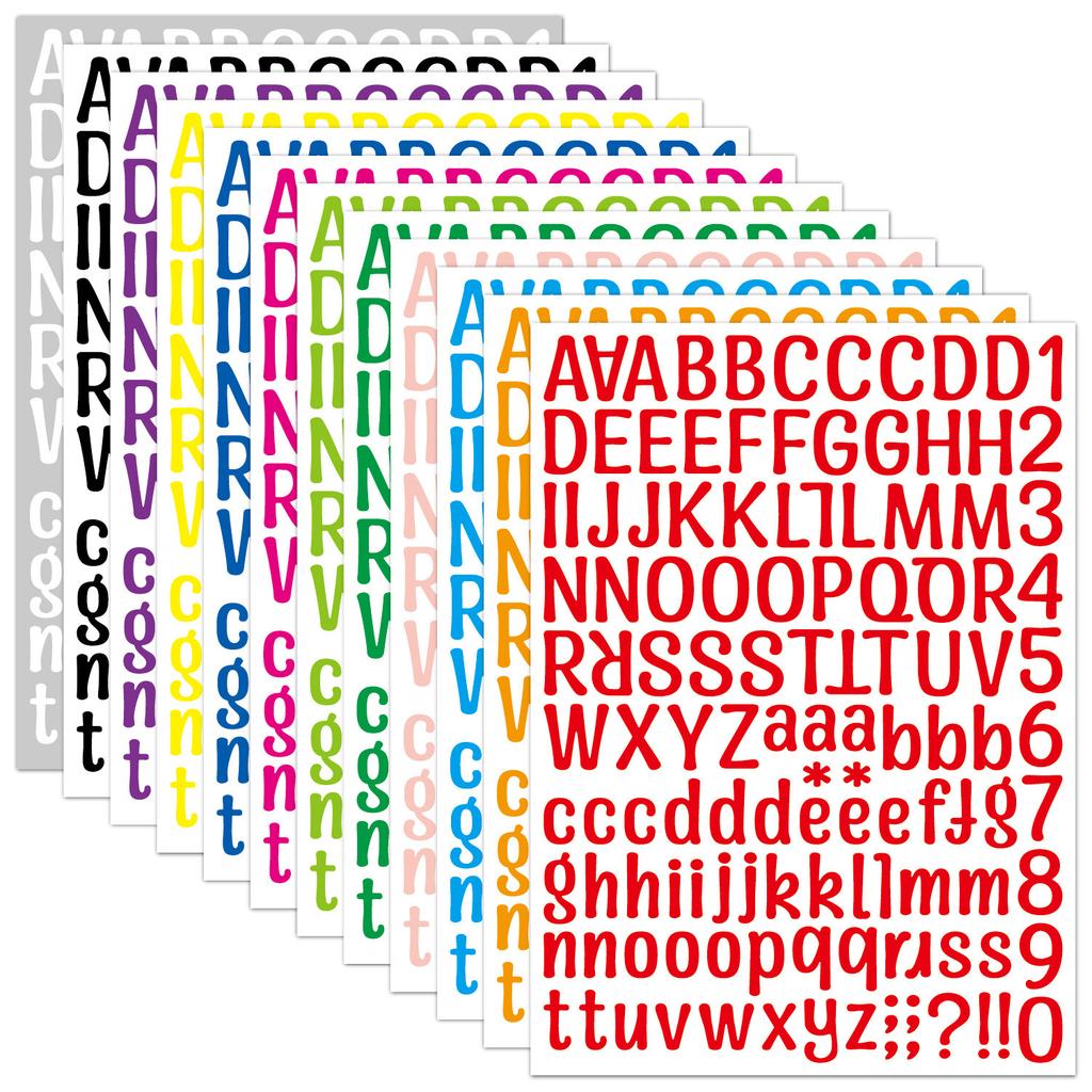 Alphabet stickers cross-border color English letter and number combination diy stickers water cup computer decoration waterproof stickers