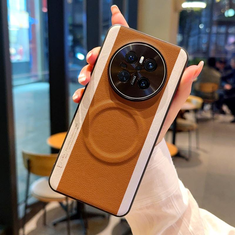 

For Huawei Mate 70 Mate 70 Pro Mate 70 Pro Plus phone case with magnetic leather pattern with three-color stitching design For Mate 70 Pro Plus