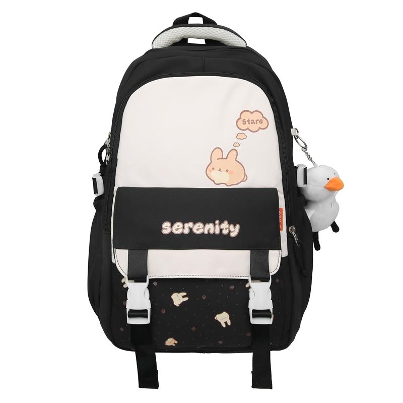 Student Grade 3-6 Schoolbag Women's Large Capacity Cartoon Backpack Campus Color Block Backpack
