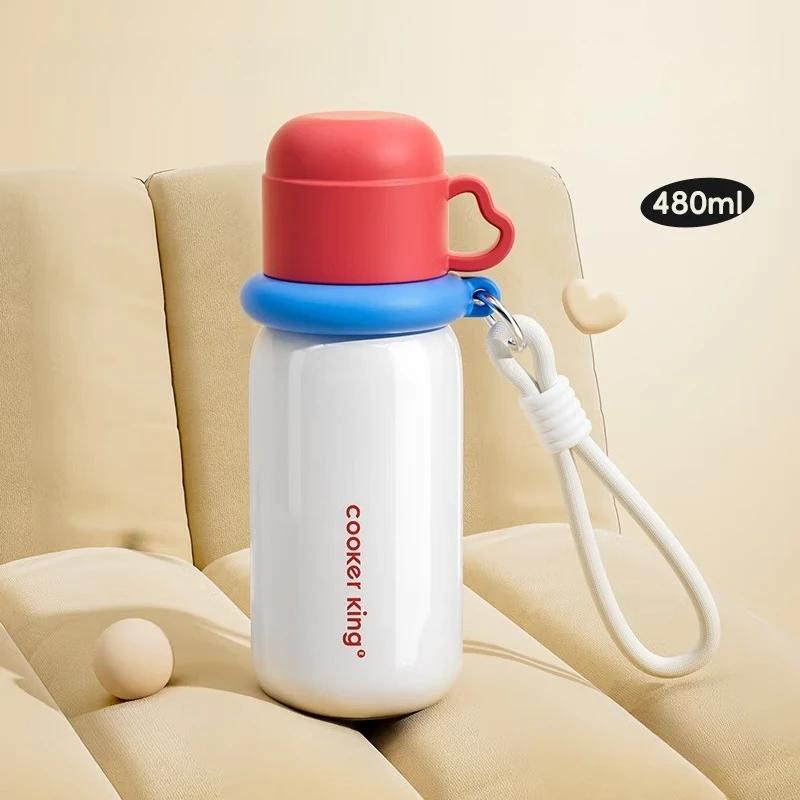 

COOKER KING Thermos Cup 316 Food Grade Stainless Steel Portable Cup Children s Water Bottle Portable Cup Leak-proof 480ml Red blue
