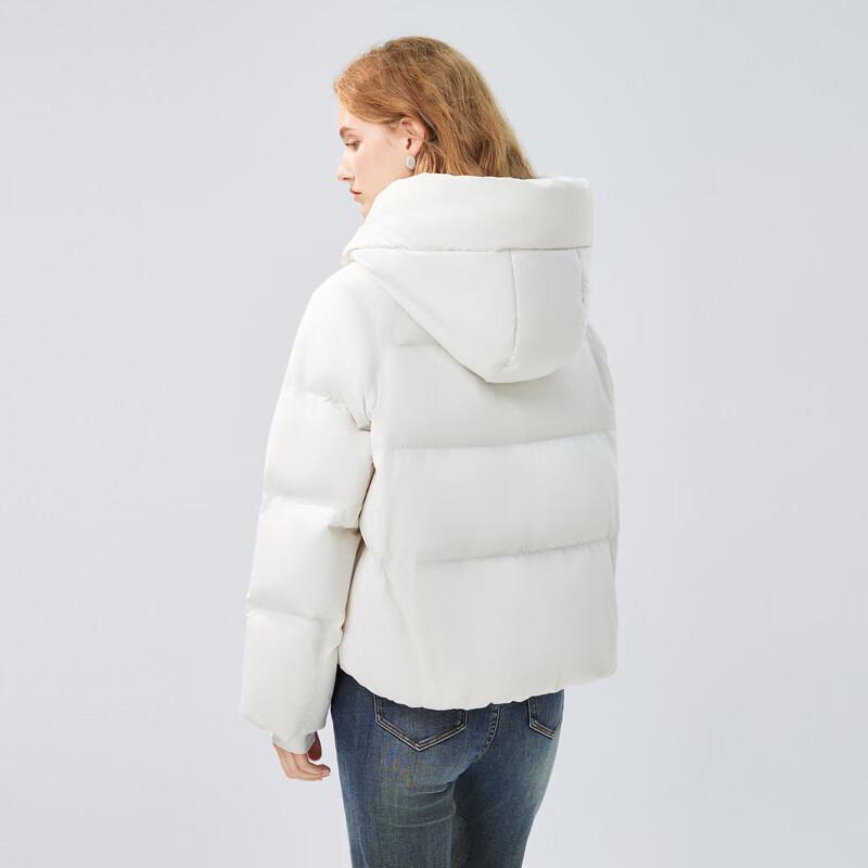 Qiusbuiyiren Dámská malá krátká péřová bunda s kapucí