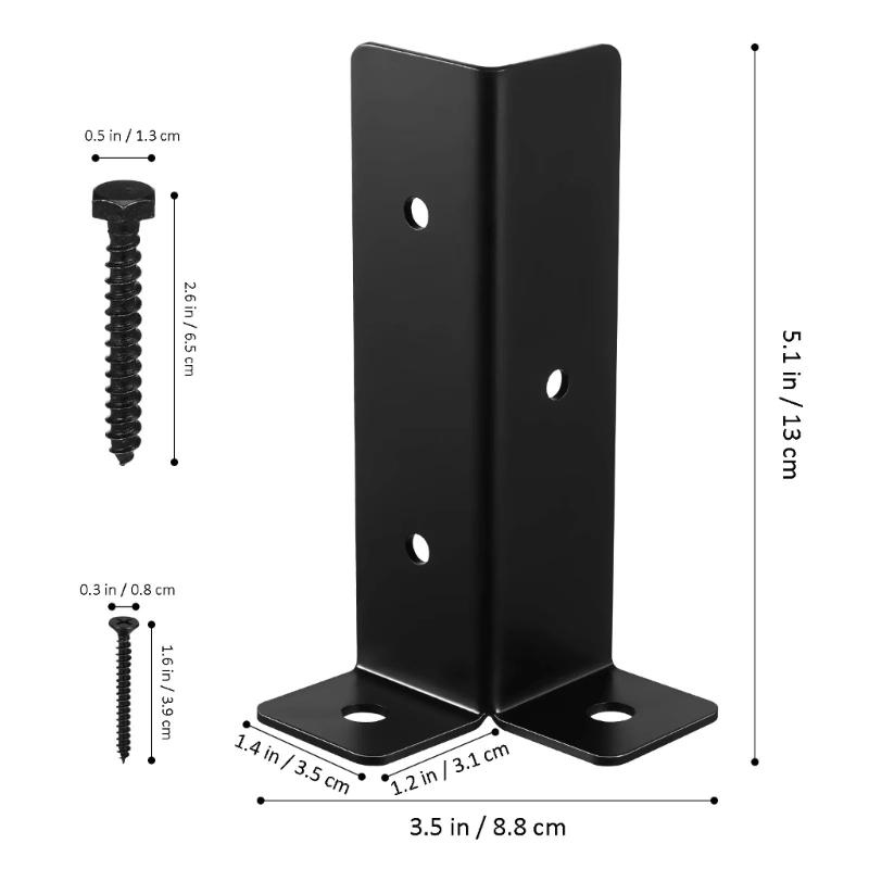 Strong Metal Fence Post Reinforcement Brackets Adjustable Designs Fence Post Brace for Wooden Gate & Deck Stability