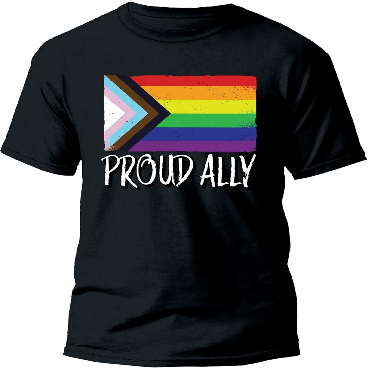 

Proud Ally Pride Month LGBTQ Black Pride Flag Tshirt Pride Month LGBTQ Gift Tee XXXXXL чорний