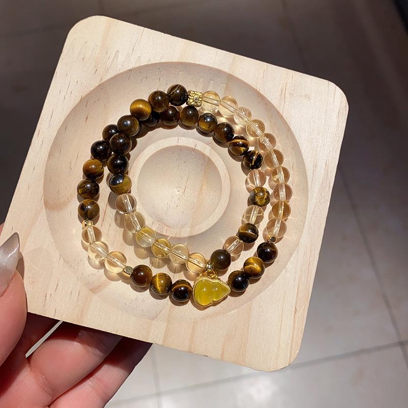 Vintage Maillard style geometric zircon tiger's eye stone beaded bracelet bracelet personalized jewelry