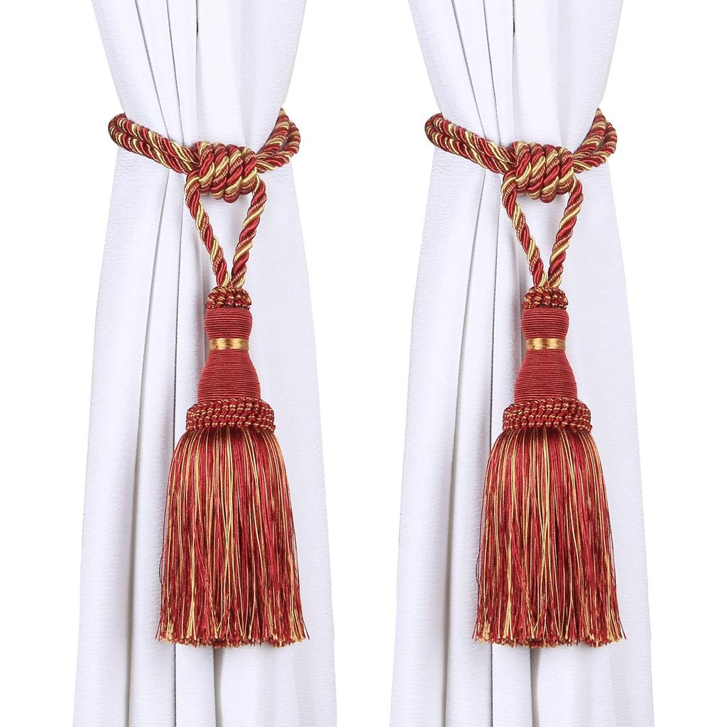 1&2 Pièces Embrasses de Rideaux Décoratives Fait Main Élégantes Cordelettes Pompons Retenues pour Rideaux Décor Accessoires de Pièce Support de Rideau