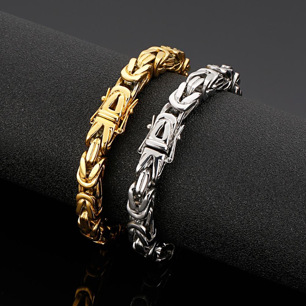 Kalen Golden Hip Hop Stainless Steel Chain Men's Bracelet 220mm Fashion Simple Jewelry