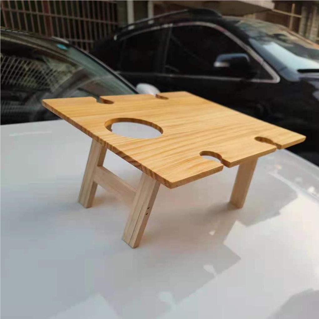 Picnic Wine Foldable Table Portable Solid Color 5 Slot Outside Camping Hiking Barbecue Desk Furniture Accessories