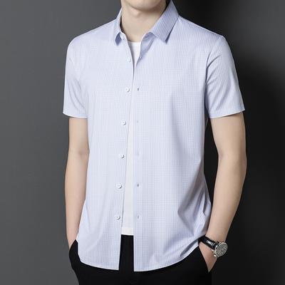 Sommer atmungsaktives kurzärmeliges Hemd Sommer Neu kariert Übergröße Papa Kleidung Business Casual Hemd