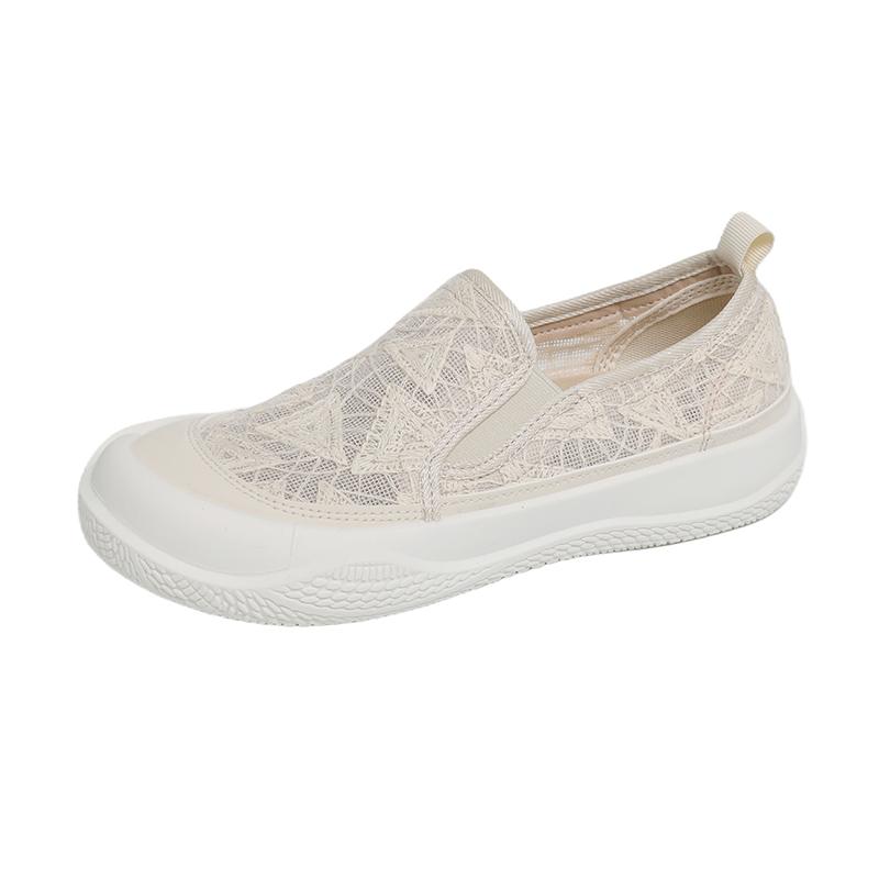 Women's Thick Bottom Fisherman Shoes Spring Summer New Style Breathable Lace Net Surface Slip-On Casual Trendy Sneakers