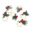 6pcs Pine Cone Napkin Ring Xmas Table Decoration Pine Cones Xmas Napkin Holder for Xmas Wedding