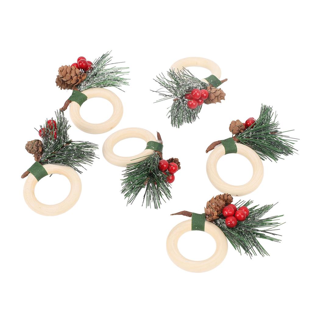 6pcs Pine Cone Napkin Ring Xmas Table Decoration Pine Cones Xmas Napkin Holder for Xmas Wedding