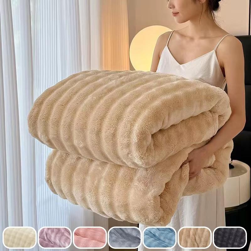 1pc Plaid Flannel Blanket Sheet Warm Soft Cozy Throw Blanket Sofa Bed Room Office Nap Blanket Autumn Winter Fluffy Bubble Fleece Blanket Sheet