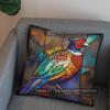 2D Colorful Stained Glass Pheasant Pattern Pillow Cover Pattern Cushion Cover Suitable For Sofa Bedroom Car Pillow Cover