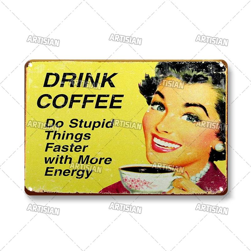 Vintage Coffee Metal Tin Sign Decorative Plate Retro Tea Time Metal Poster Home Bar Cafe Indutrial Decor Old Wall Metal Signs