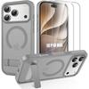 Case + 2 Tempered Glasses for iPhone 18 Pro Max, Protection with Magnetic Ring and Gray Stand
