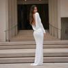 Neues elegantes und sexy rückenfreies langes Kleid, figurbetontes langärmeliges Kleid für Damen