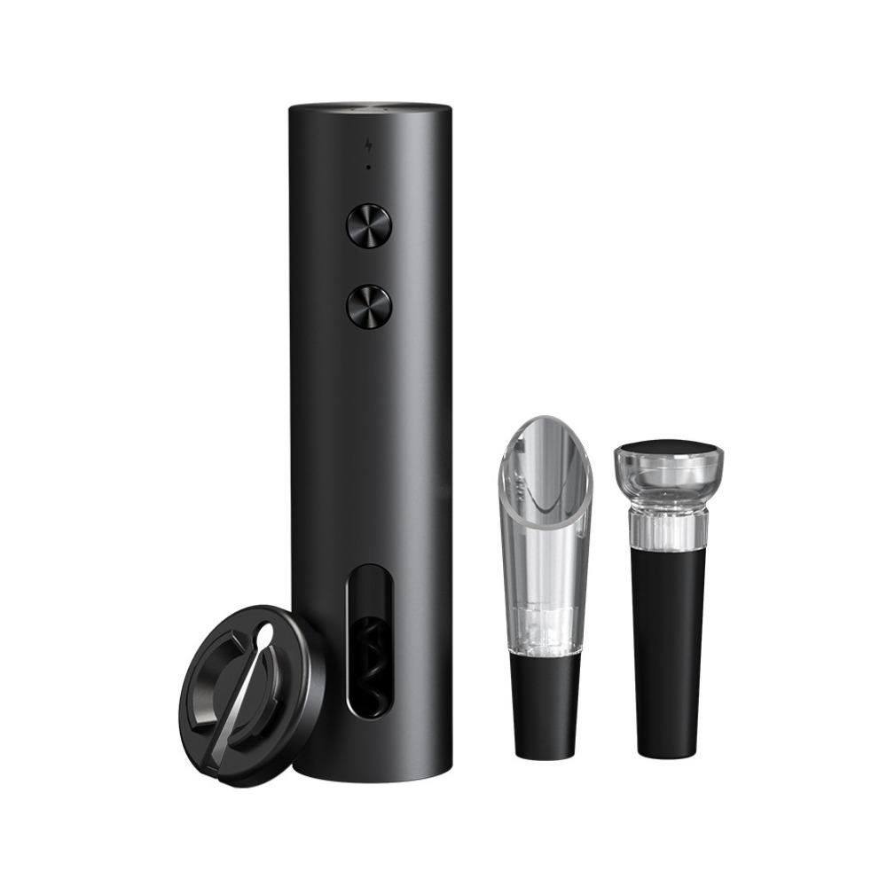 Rechargeable Electric Wine Opener Set Automatic Corkscrew with Foil Cutter Wine Pourer Vacuum Stopper Bar Accessories Kit