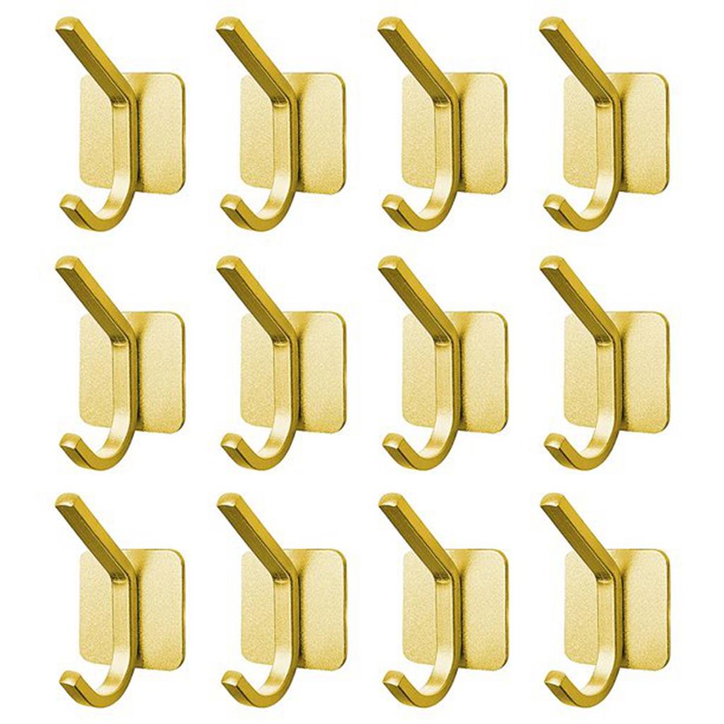 12 Pack Adhesive Hooks Heavy Duty Wall Hook Towel Hooks And Coat Hooks Stick On Cabinet Doors Waterproof Self Adhesive Holders Kitchen Bathroom