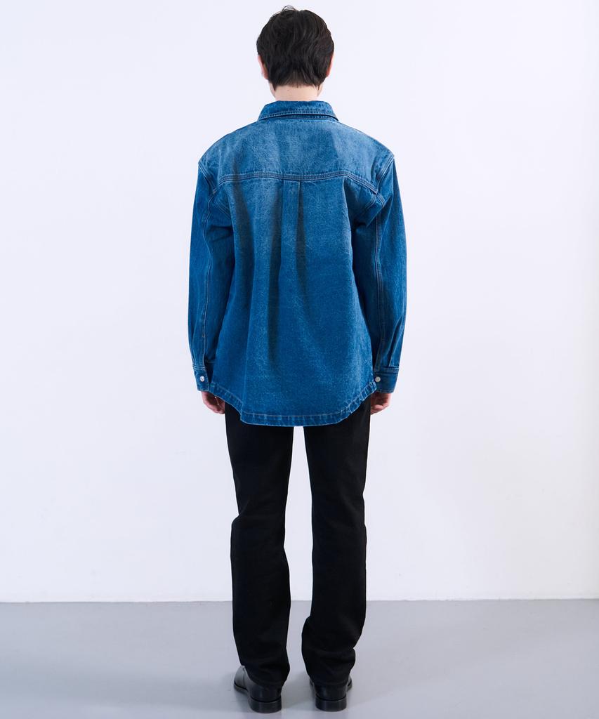 Plac Washed Denim Shacket Mid Blue
