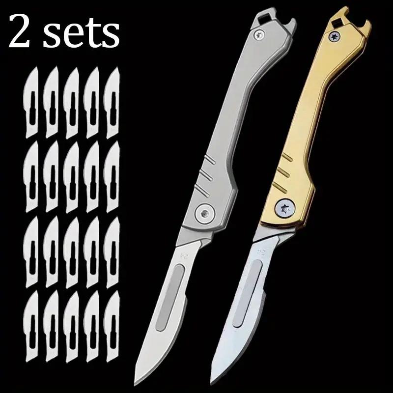 Stainless Steel Folding Knife with Replaceable Blades Portable Mini Machinery Utility Knife Sharp Kitchen Knife Kitchen Supplies