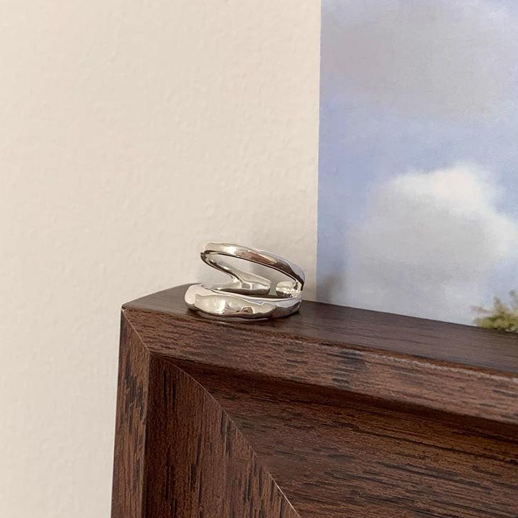 Irregular Wave Open Metal Ring: Retro, Versatile Design for Women