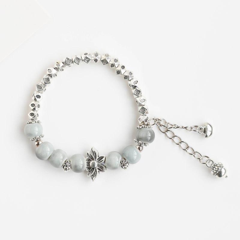 

Chinese Style Retro Tassel Jingdezhen Beaded Lotus Bracelet Smoke Gray
