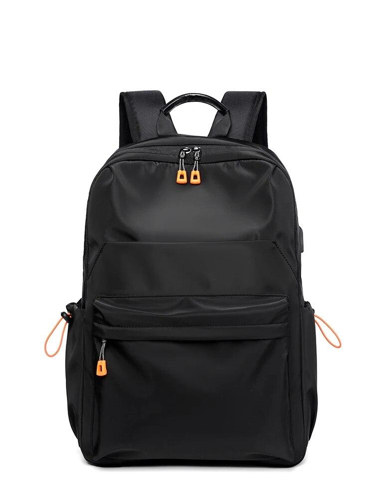 

Мужской повседневный рюкзак 14 дюймов, многофункциональный рюкзак для компьютера с USB-зарядкой, водонепроницаемый рюкзак для студентов из ткани Оксфорд чёрный