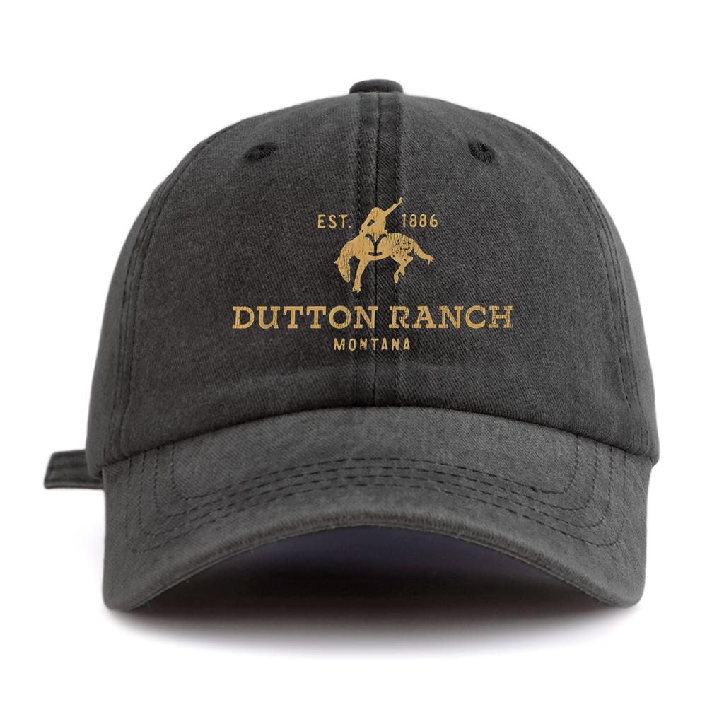 1pc Dutton Ranch Print Washed Baseball Cap for Adults, Minimalist Retro Style Casual Soft Adjustable Dad Hat, Perfect As Gift