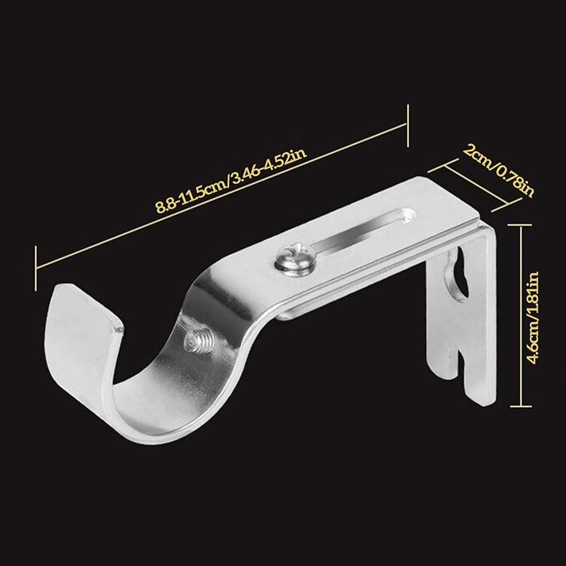 2pc Wall-mounted Curtain Rod Support Extendable Metal Roman Pole Bracket Universal Adjustable Hanging Hook For Bedroom Dormitory