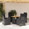 VidaXL Garden Dining Set with Cushions 5pcs, Patio Table, Patio Furniture, Outdoor Furniture, Black 3277388