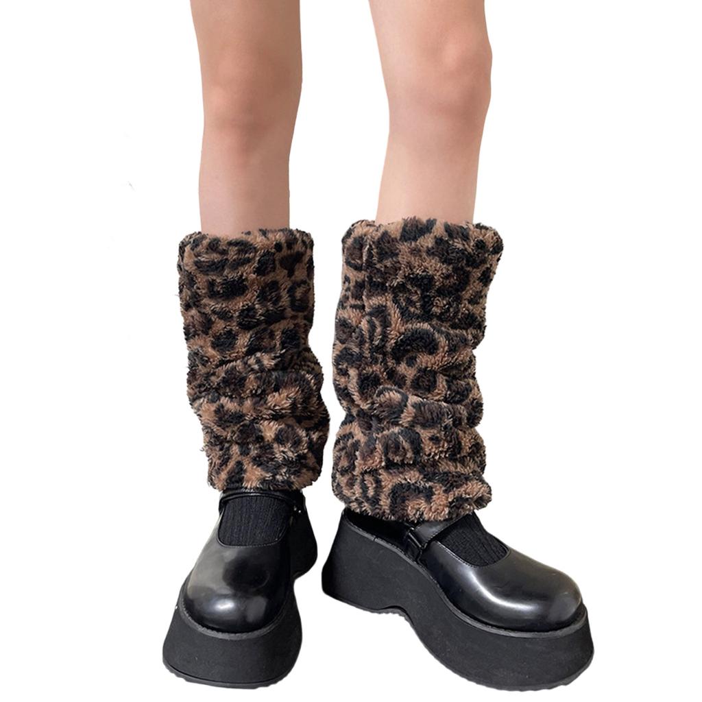 Women Furs Leg Warmer Winter Furry Long Boot Cuffs Fuzzy Shoe Cover Party Costume for Holiday Festival Performances Play