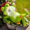 Outdoor Garden Statues Frog Blowing Bubble Solar Garden Statue Outdoor Weatherproof Animal Figurine Decoration Whimsical Night