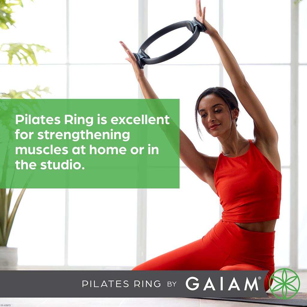 Gaiam Pilates Ring Fitness Circle Lightweight and Durable Handles Flexible Resistance Exercise Equipment for and Core 15-inch – Foam-Padded Arms,