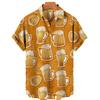 Camisetas Festival de Cerveza Harajuku para Hombre Estampado 3D Manga Corta Verano Estilo Hawaiano Playa Tops de Botón Único Solapa