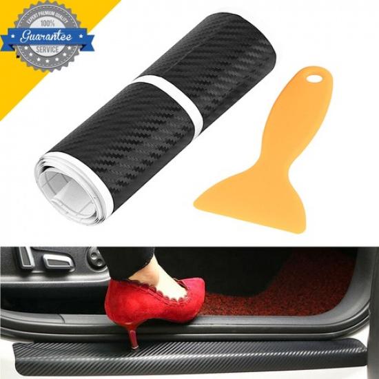4X Accessories Fiber Carbon Car Door Plate Scuff Sill Cover Anti Scratch Sticker