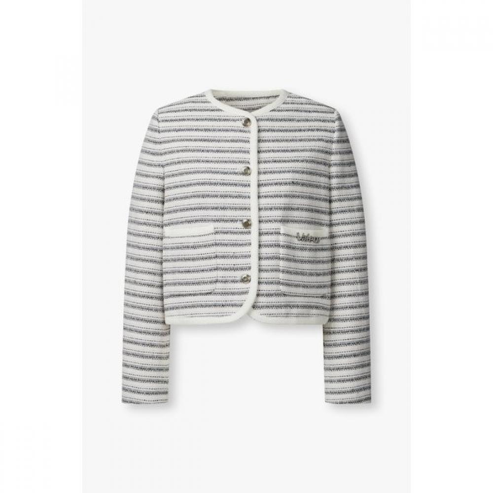 

Vov Crystal Logo Tweed Jacket 7154110004 Ivory/M