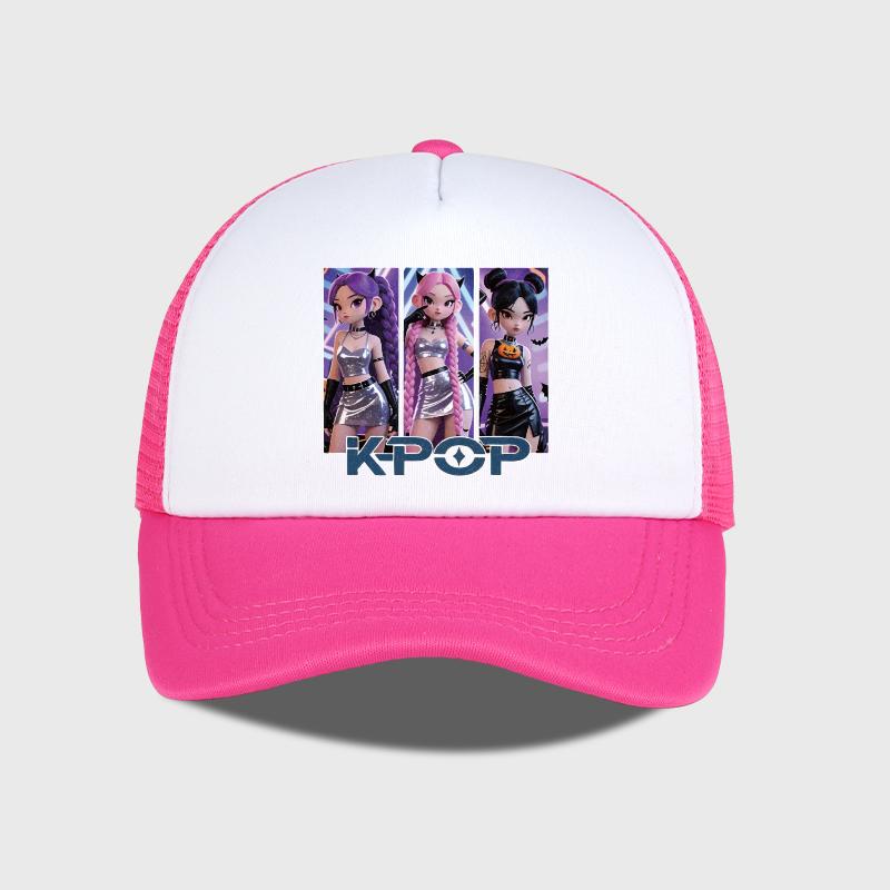 Berretto da Baseball a Rete per Ragazza Anime Cool K-Pop - Cappellino Regolabile con Fibbia - Cappello Unisex Stile Street K-Pop
