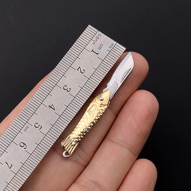 Brass Handle Steel Blade Outdoor EDC Portable Multi Cutter Knife Kitchen Gift Small Mini Pocket Folding Key Ring Knife Utility
