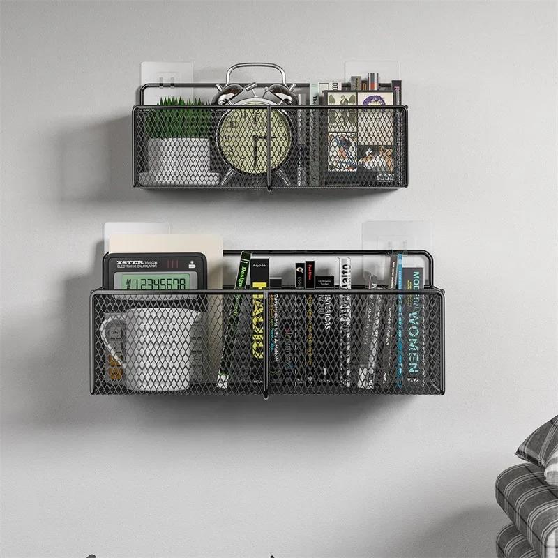 DIY Ins Home Wall Decoration Iron Grid Decor Hanging Rack Wall Display Art Storage Box Mesh Shelf Basket Rack Holder Organizer