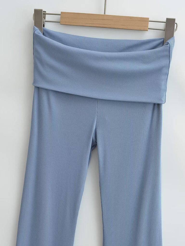 Spicy Girl Slim-Fit Micro-Flare Elastic Waist Pants for Women - Ribbed and Versatile Spring Casual Wear