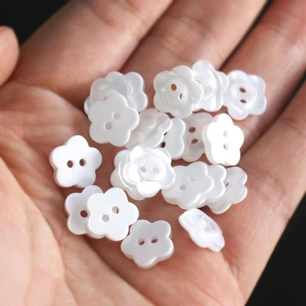 Round Flower Shape Buttons Pearlescent 11mm Decorative Buttons Two Holes Sewing Accessories Scrapbook Decoration