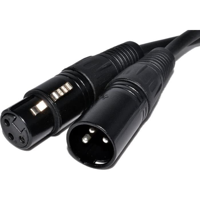 Câble XLR mâle XLR femelle 3 broches - 1,5m - Microphone Son Enceinte Amplificateur Console DMX Phonillico®