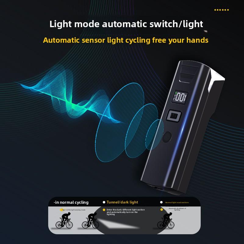 USB Rechargeable Bike Light - Auto Light Sensing Headlight for Night Riding, Strong LED Flashlight
