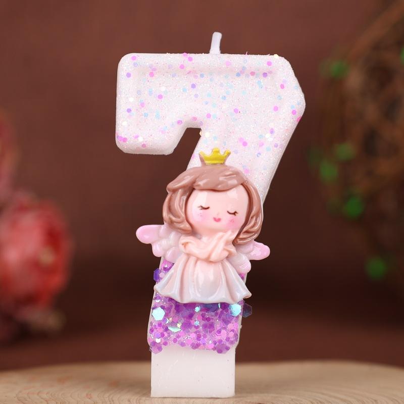 Creative Cake Digital Birthday Candle Purple Gradient Angel Girl Birthday Handmade Candle