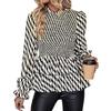 Fashionable and Casual Temperament Autumn Women's Long-sleeved Wave Print Wrap Shirt Women