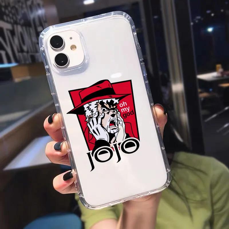 JAMULAR JoJo's Bizarre Adventure Průhledný kryt na telefon Pro iPhone 13 11 14 15 Pro 12 X XS MAX XR SE2 7 Plus Anime Měkký kryt Coque
